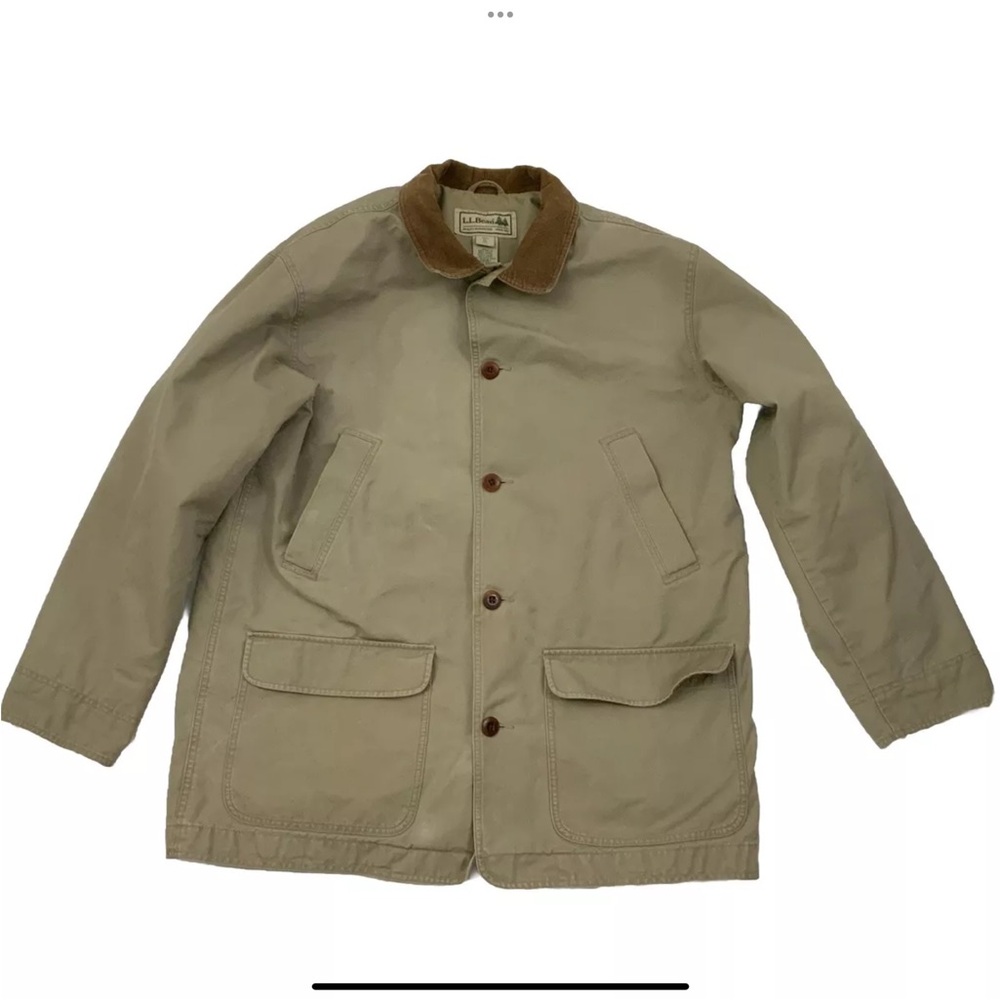 L.L. Bean Men’s XL Tall Barn Coat Chore Jacket Insulated Corduroy Trim Tan Brown